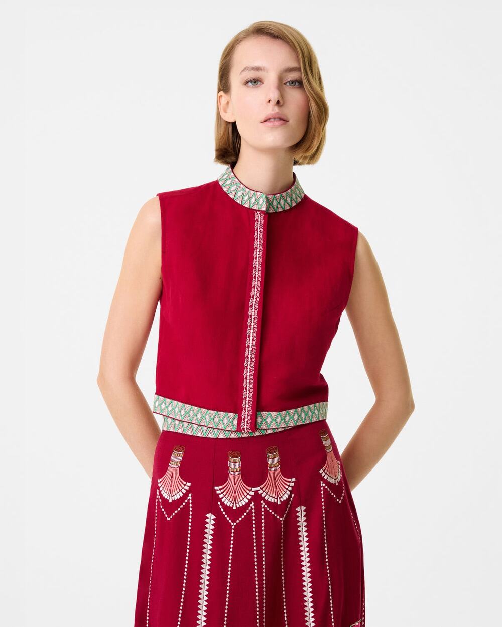 NWT Emporio Sirenuse Andorra Top with Ballerina Embroidery Womens 36 / US 0